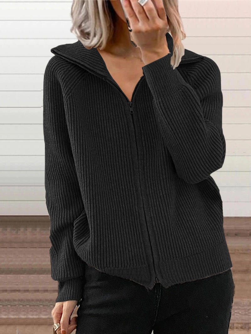 Shopnory | Dicke Baumwoll-Strickjacke mit Reißverschluss
