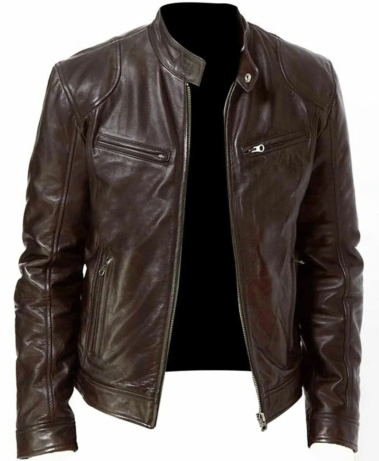 Robuste Leder-Motorradjacke Bikerjacke für Herren Erwan