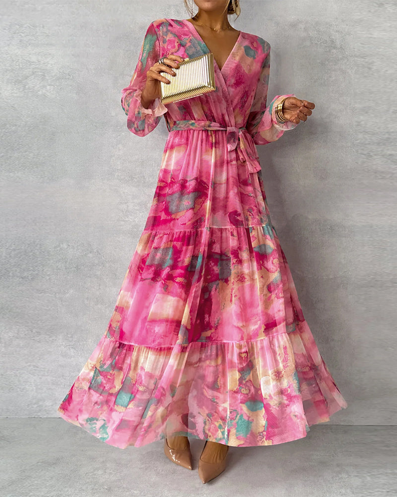 Elegantes Kleid mit Print und Plissiertem Rock