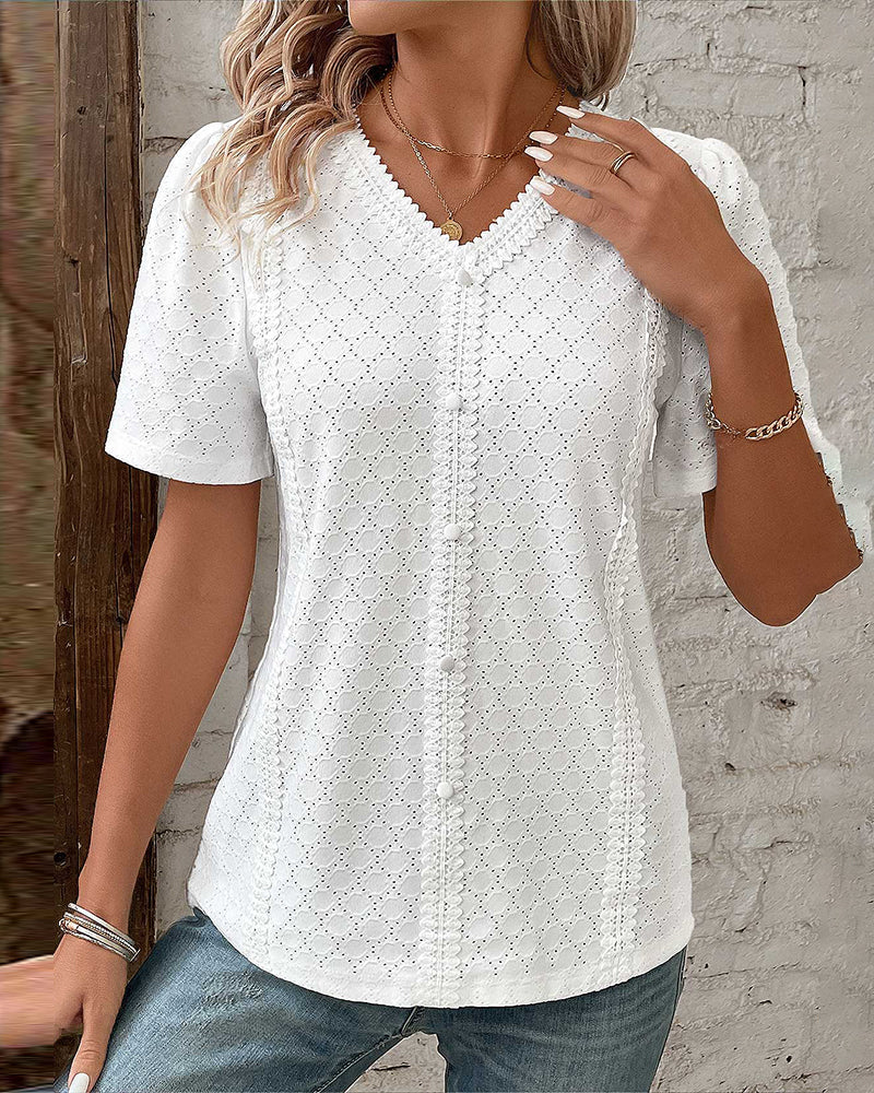 Weiße kurzärmelige Bluse