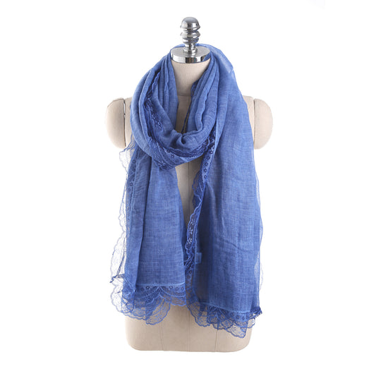 Damen Leichter Leinen-Schal mit Spitzenrand und großem Formtuch Shop Nory