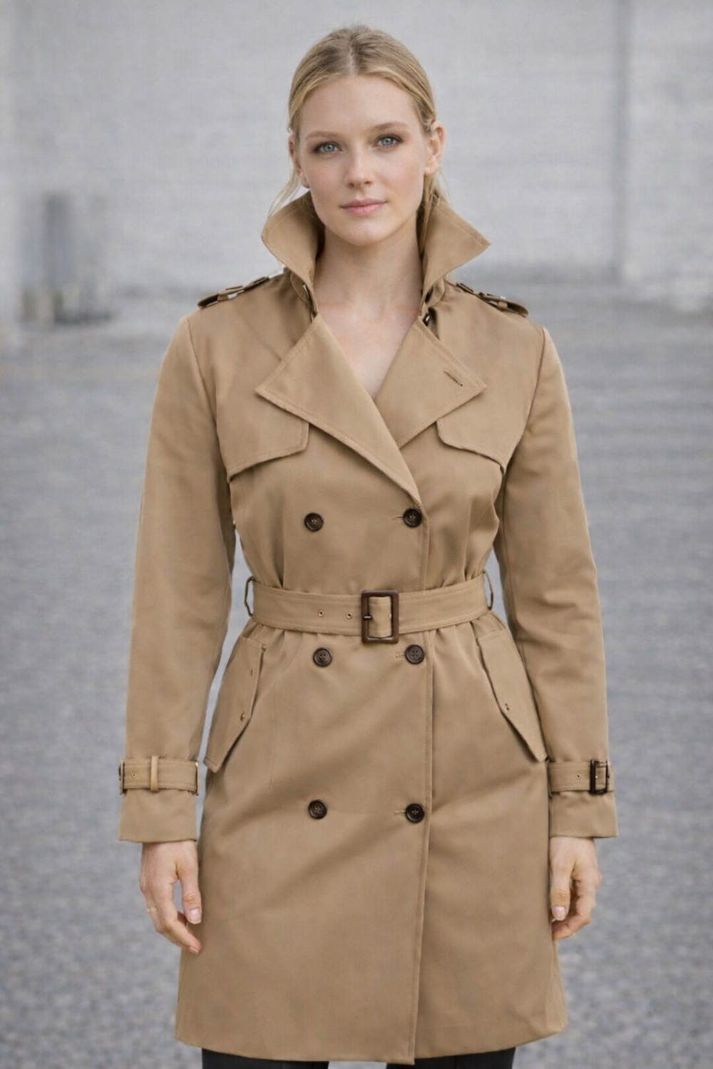 Trenchcoat mit Gürtel und Doppelknopf