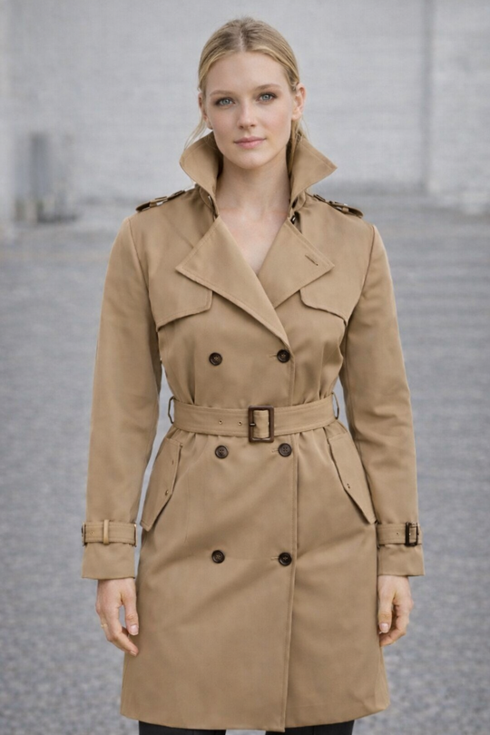 Trenchcoat mit Gürtel und Doppelknopf