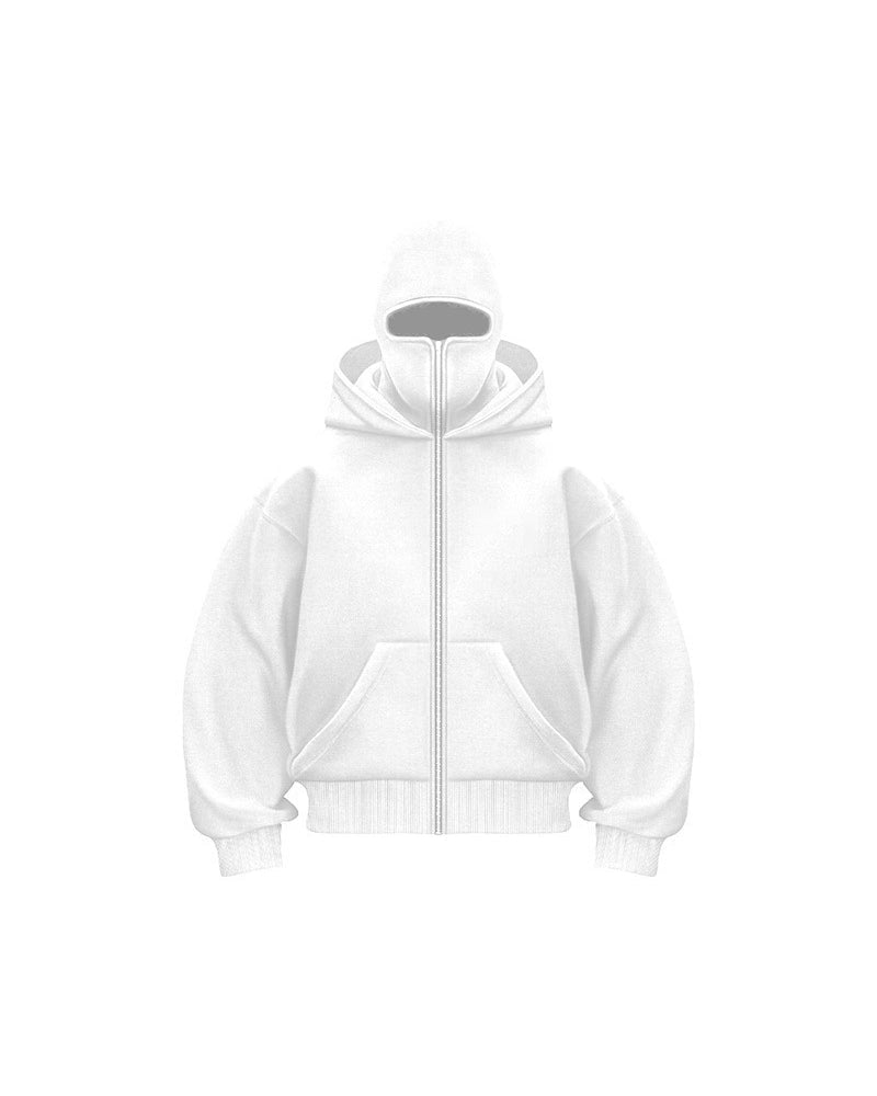 Sweatshirt Mantel mit Doppelkapuze und Reißverschluss