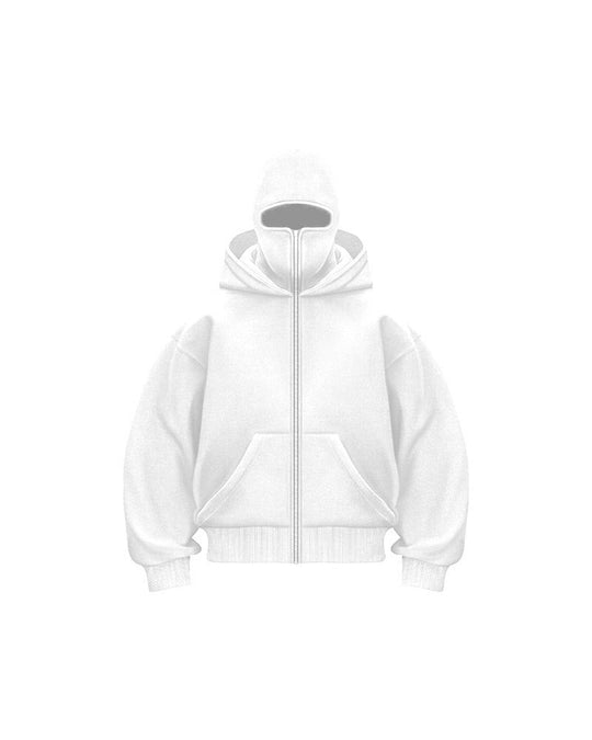 Sweatshirt Mantel mit Doppelkapuze und Reißverschluss