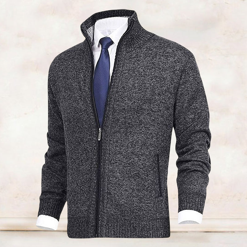 Strickjacke mit Stehkragen und Reißverschluss