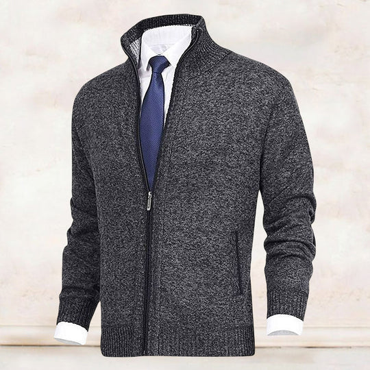Strickjacke mit Stehkragen und Reißverschluss