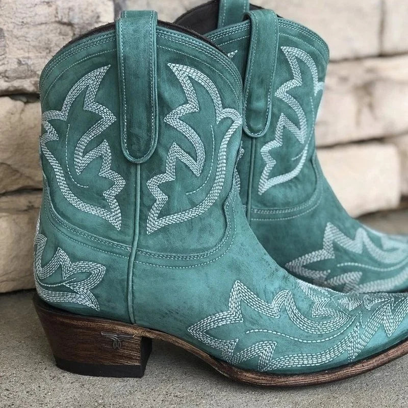 Bestickte Cowboy-Stiefel Aus Leder