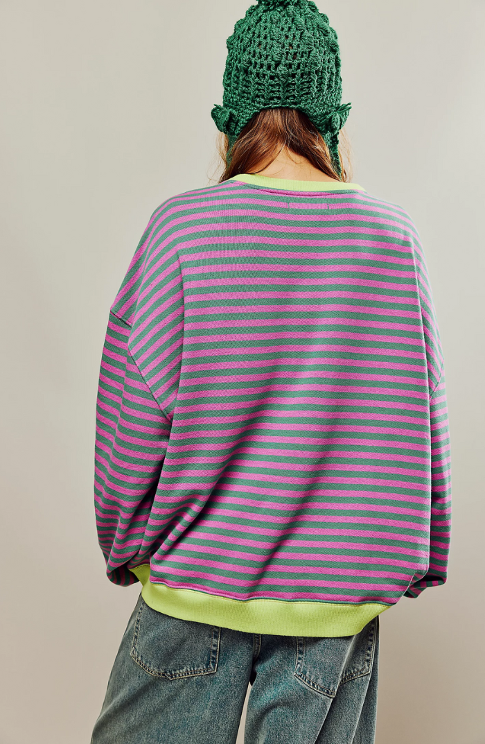 ShopNory | Oversized Gestreiftes Damen Sweatshirt