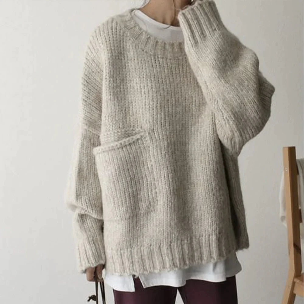 Bequemer Oversize-Pullover mit Tasche