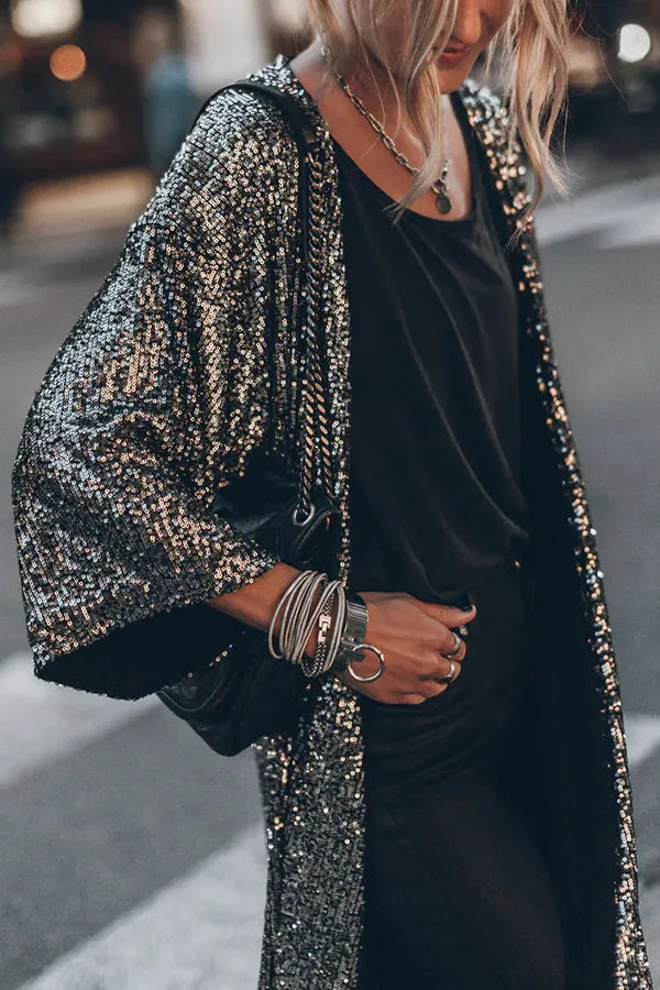 Glamour Kimono aus Pailletten mit Schlüsselloch