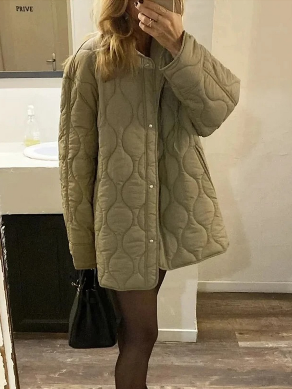 Gepolsterte Jacke Damen, Leichtes Übergröße Modell mit Taschen, Knopfverschluss