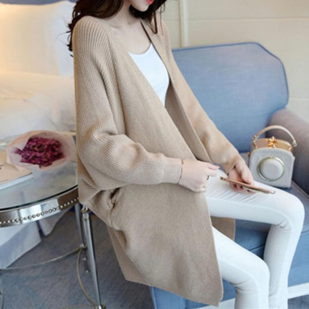 Cardigan Lange Strickjacke Oversized Fit Offene Vorderseite Weich und Warm