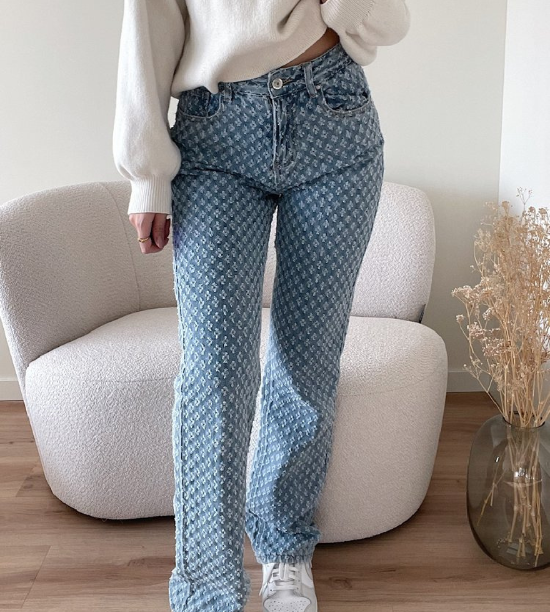 Stylische Jeans mit Rautenmuster