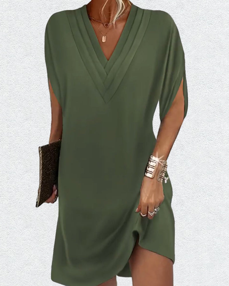 Elegantes Kleid mit Offenen Ärmeln und V-Ausschnitt