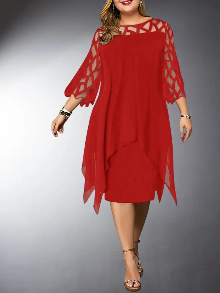 Elegantes Plus Size Spitzen Midi Kleid