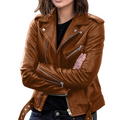 jacke Damen Biker Modell mit Gürtel und Reißverschlussdetails