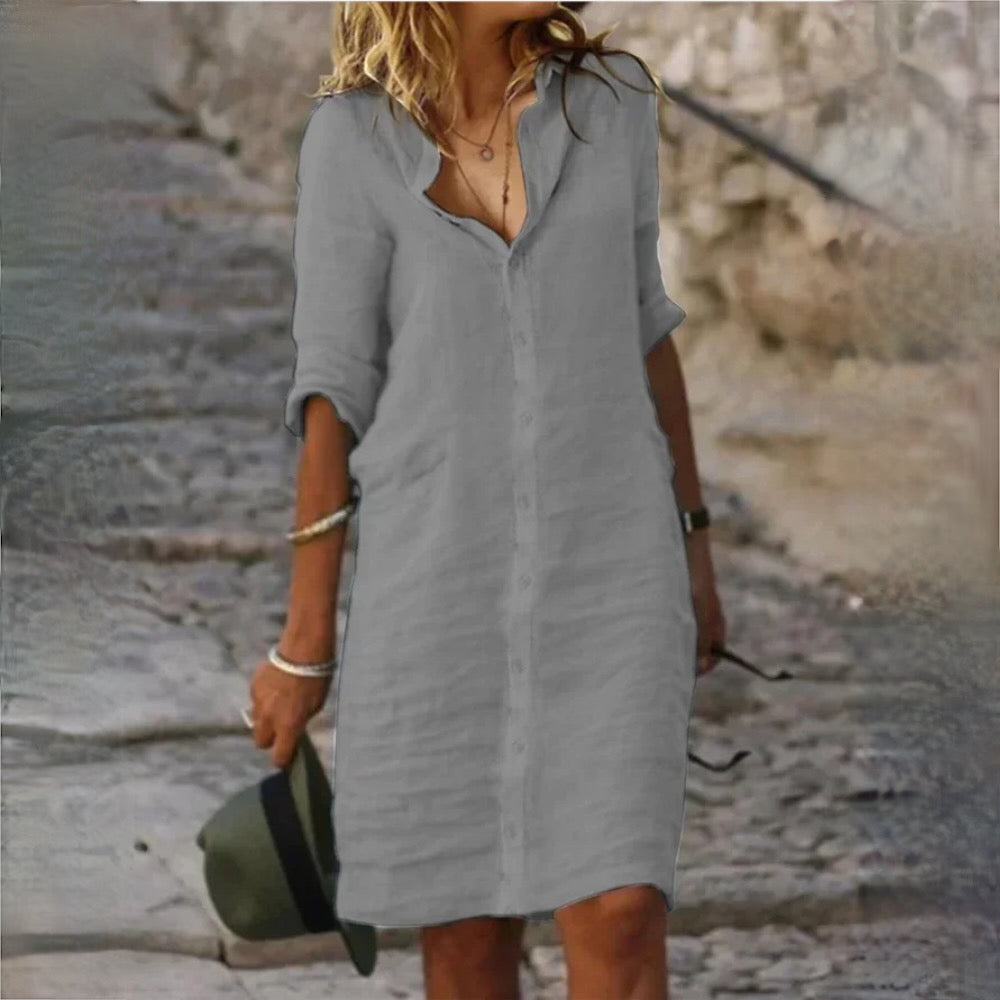 ShopNory | Baumwolle Leinen Damen Kleid