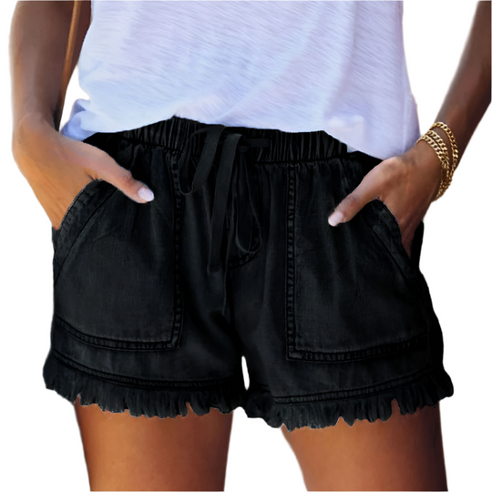 High-Waist Denim-Shorts