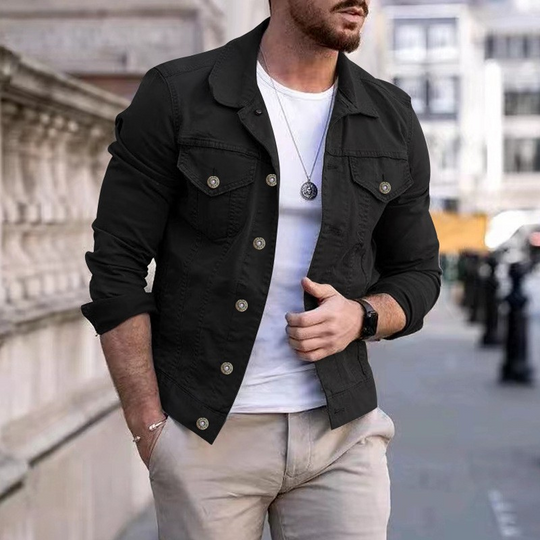 Klassisch gefärbte Jeansjacke für Männer