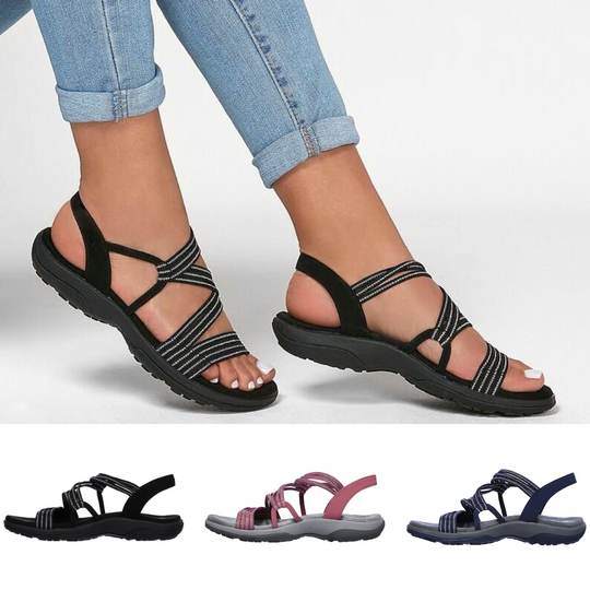 Orthopädische Bequeme Riemchensandalen In Übergröße für Die Freizeit | Riemchensandalen mit Weicher Sohle für Den Sommer für Damen
