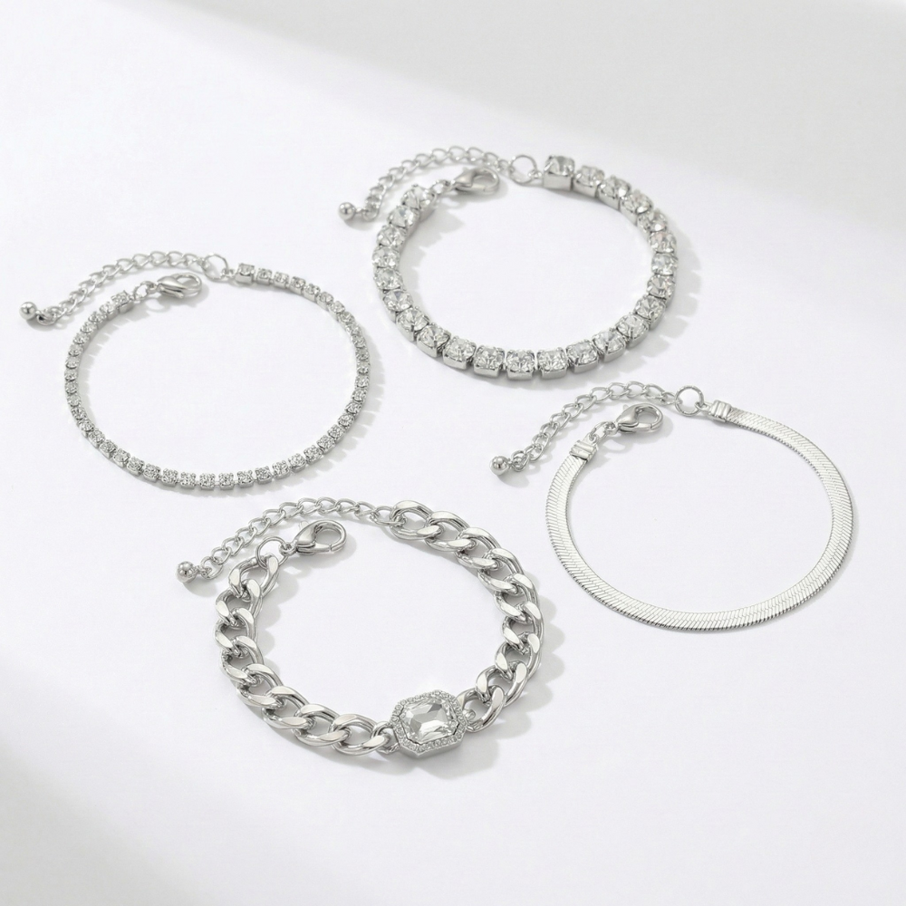 Damen Armband Set mit Gliederkette und Strassdetails | Shop Nory