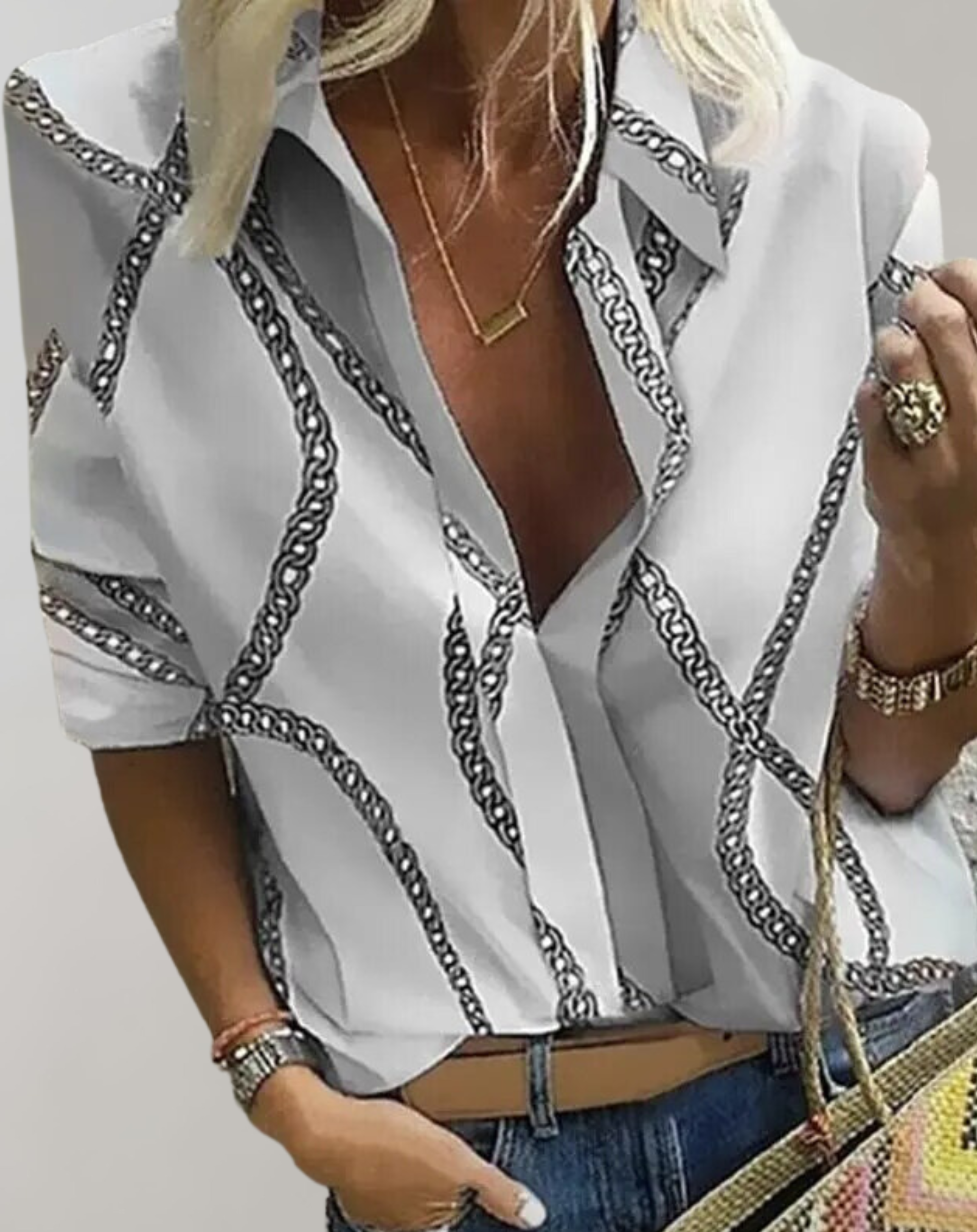 Seidenbluse mit Kettenmuster für Damen