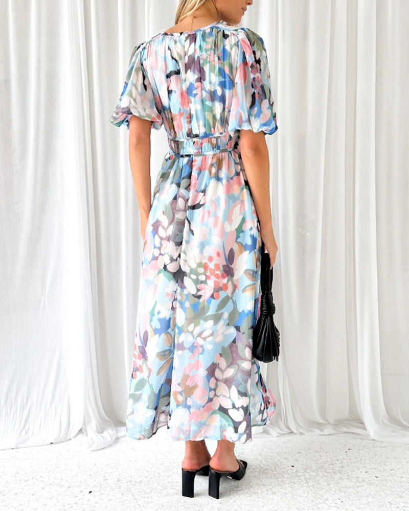 Boho Blumen Maxi Kleid