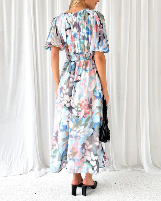 Boho Blumen Maxi Kleid