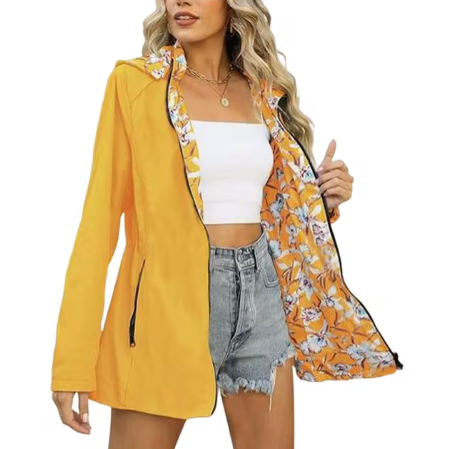 Wendbare Jacke mit Kapuze und Muster