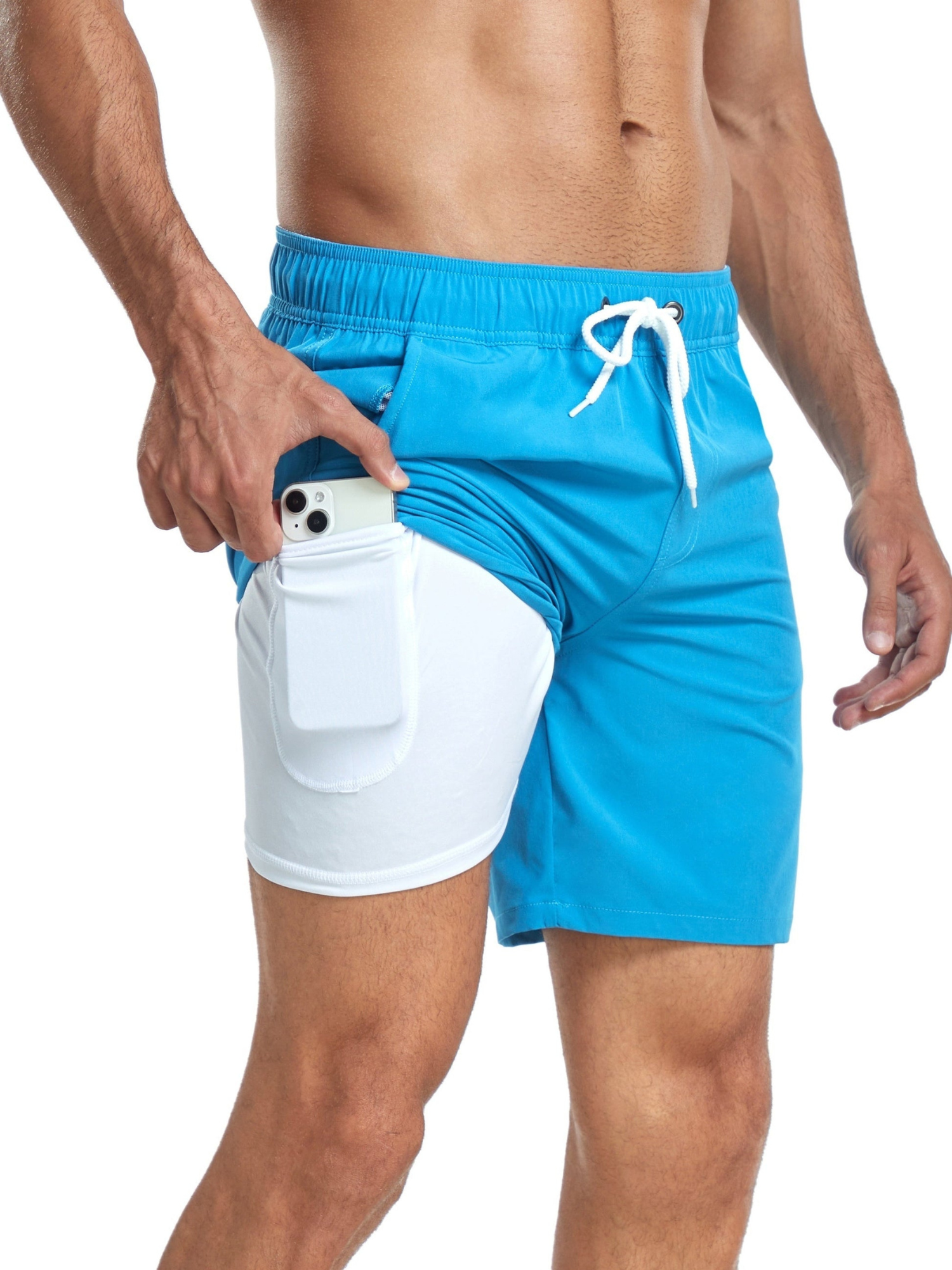 Schnell Trocknende Herren Badehose Doppelschicht Design