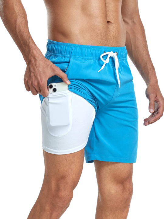 Schnell Trocknende Herren Badehose Doppelschicht Design