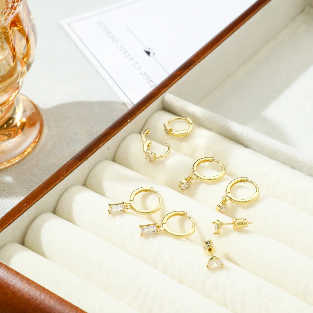 Blatt Diamant Huggie Ohrringe Set | Shop Nory