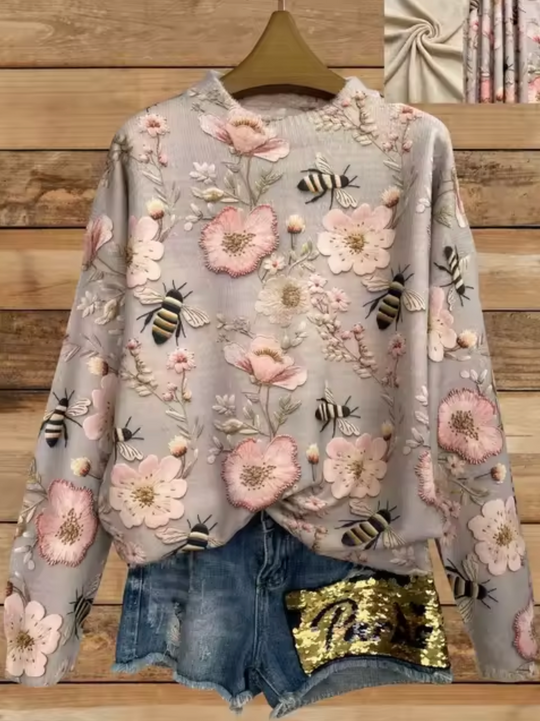 Gestrickter Pullover mit 3D-Druck