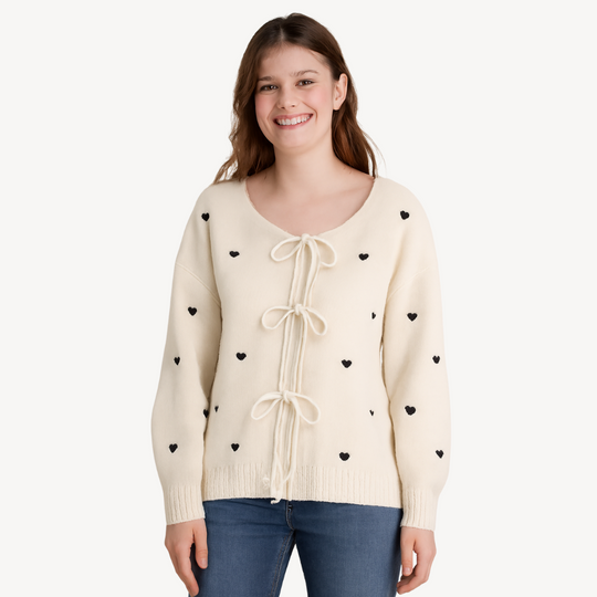 Herzdruck Baumwoll-Cardigan für Frauen
