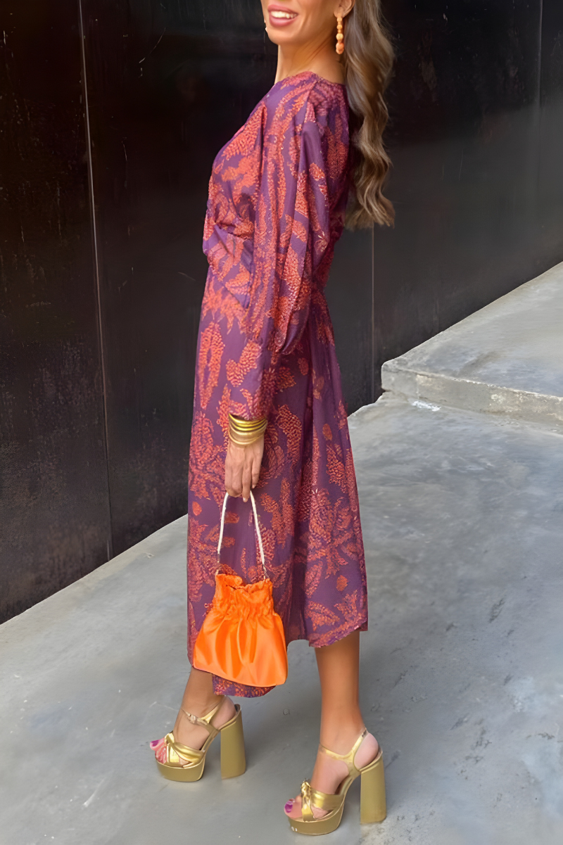 Knotendes V-Ausschnitt Maxikleid