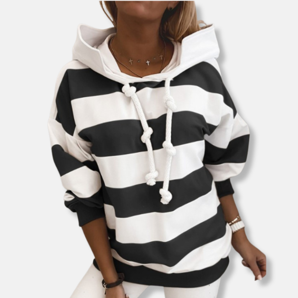 Lockere Passform Hoodie Gestreifter Lässiger Hoodie