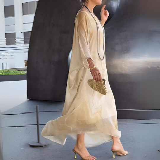 Bauchbedeckendes Seiden-Chiffon-Kleid