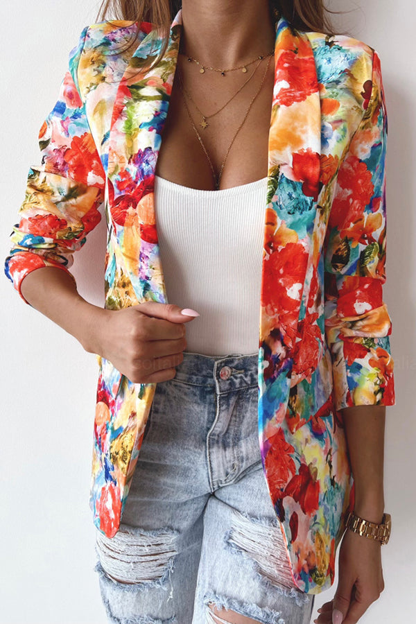 Freie und Echte Florale Revers Freizeitanzug Blazer
