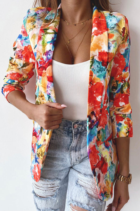 Freie und Echte Florale Revers Freizeitanzug Blazer