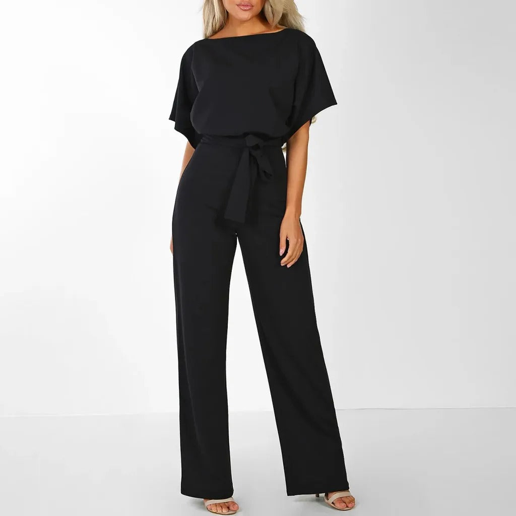 Eleganter Jumpsuit Mit Rüschärmeln Und Gürtel