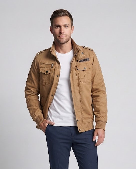 Herren Utility-Canvas-Fieldblouson mit isolierender Thermofütterung und Schulterepauletten Shop Nory