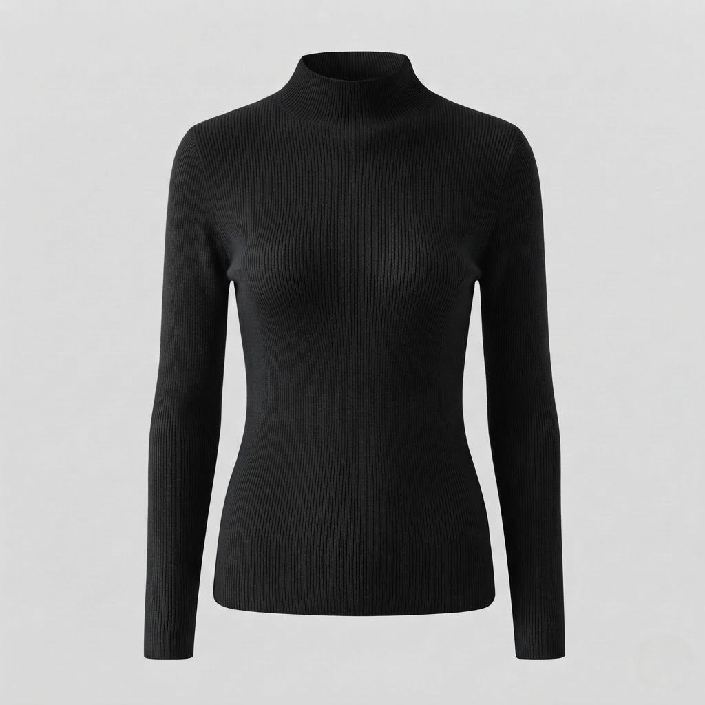 Damen Eleganter Slim-Fit Rollkragenpullover aus flauschigem Angora-Mix mit feiner Rippstruktur Shop Nory