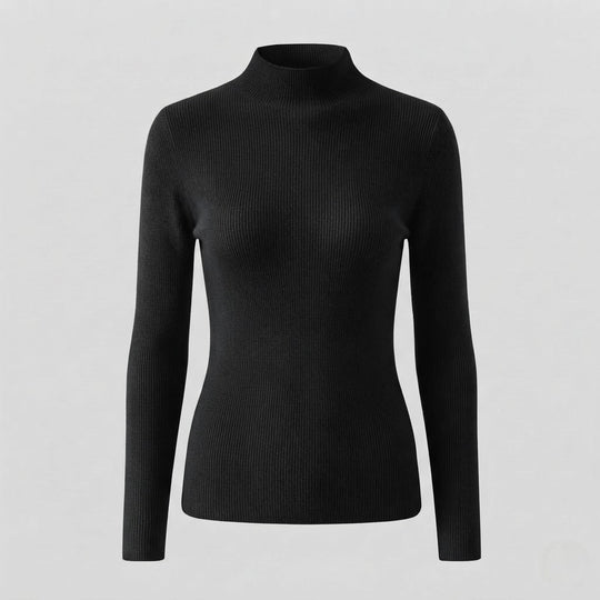 Damen Eleganter Slim-Fit Rollkragenpullover aus flauschigem Angora-Mix mit feiner Rippstruktur Shop Nory