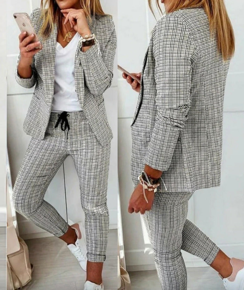 Anzug-Set Moderner Zweiteiler mit Weiter Hose Taillierter Blazerjacke