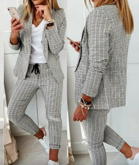 Anzug-Set Moderner Zweiteiler mit Weiter Hose Taillierter Blazerjacke