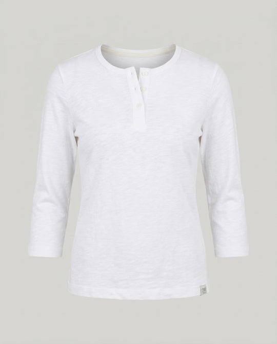 Damen Geripptes Henley-Cropped-Shirt mit Dreiviertelärmeln Shop Nory