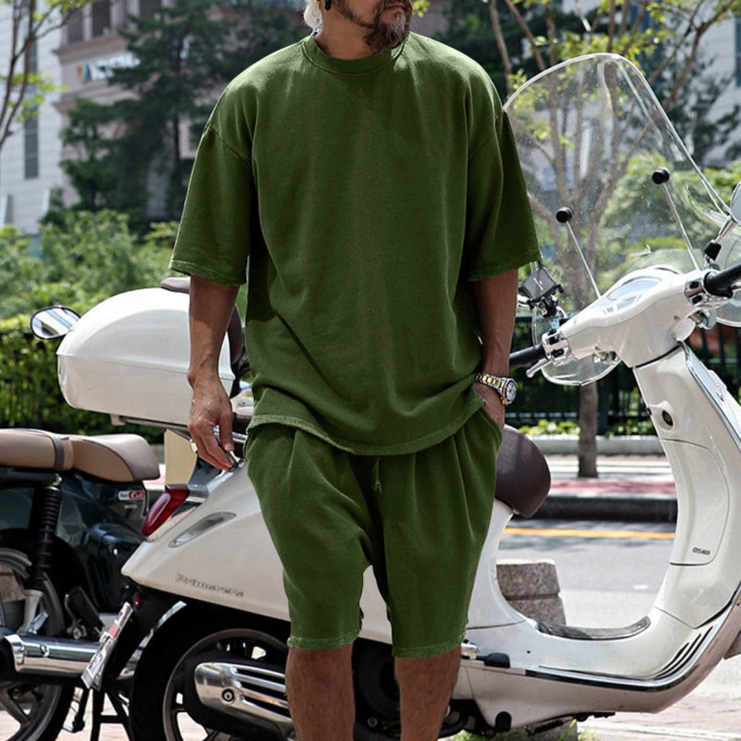Lockeres T-Shirt Shorts einfarbiges Set