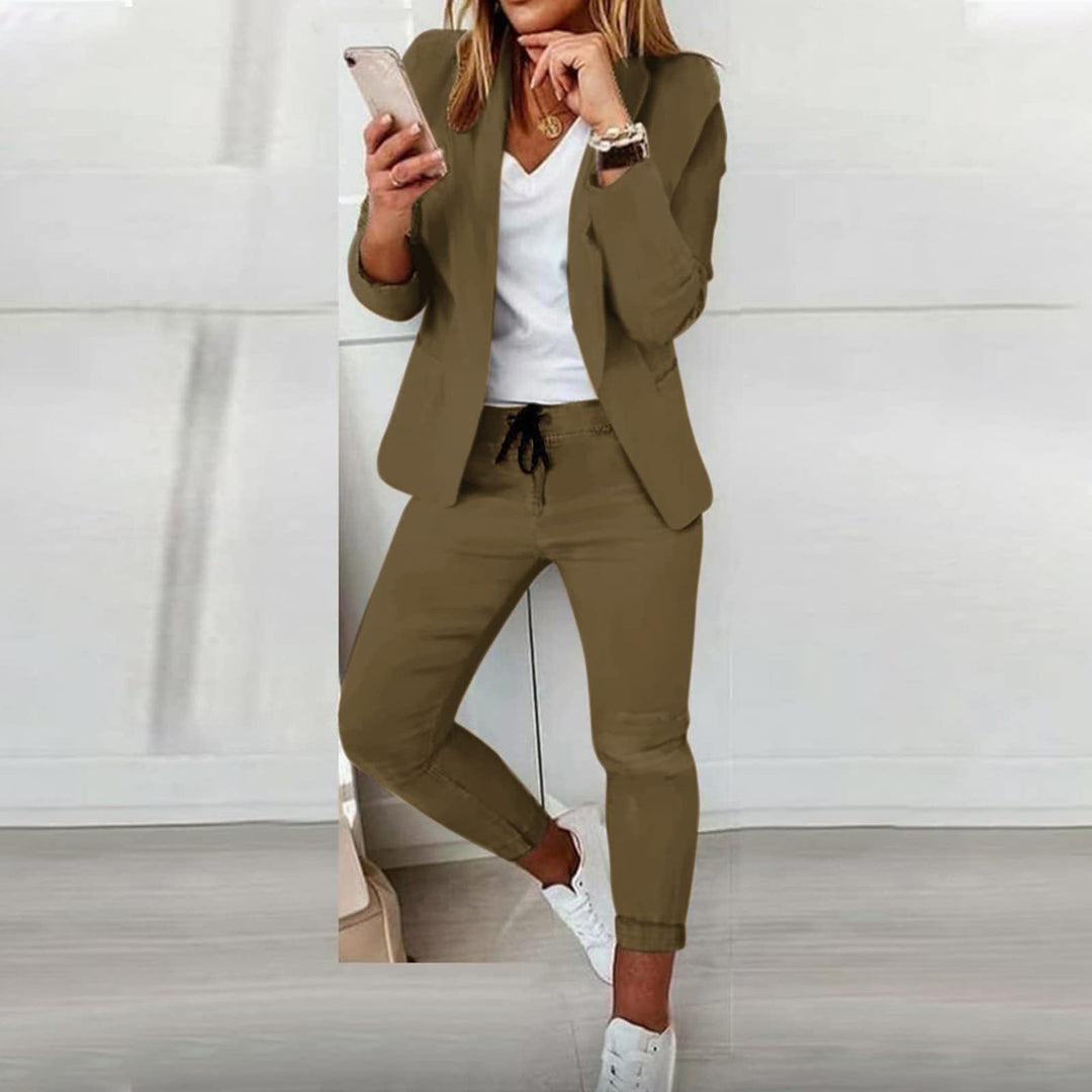 Anzug-Set Moderner Zweiteiler mit Weiter Hose Taillierter Blazerjacke