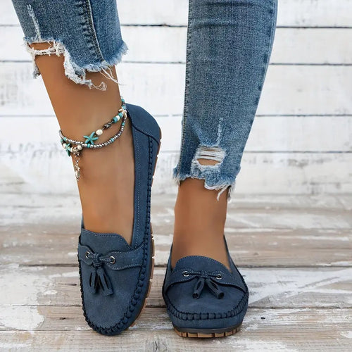 Klassische Wildleder Slipper mit Quastendetail für Damen